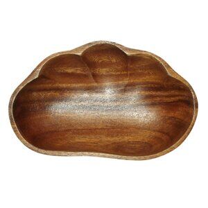 Monkey Pod Wood 7"Bowl seashell shell scalloped Serving Trinket Nut Dish MCM vtg
